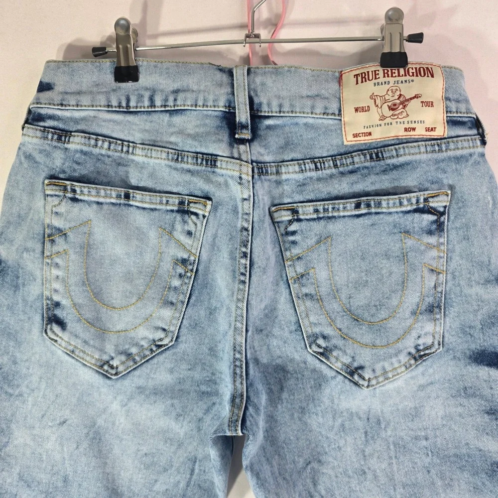 True Religion Geno Relaxed Slim Jeans Mens 31x31 Light Wash Blue Denim
